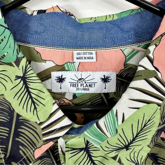 Free Planet Hawaiian Hula Girl Button Up Short Sleeve Shirt Mens Size 3X Large - Picture 4 of 10